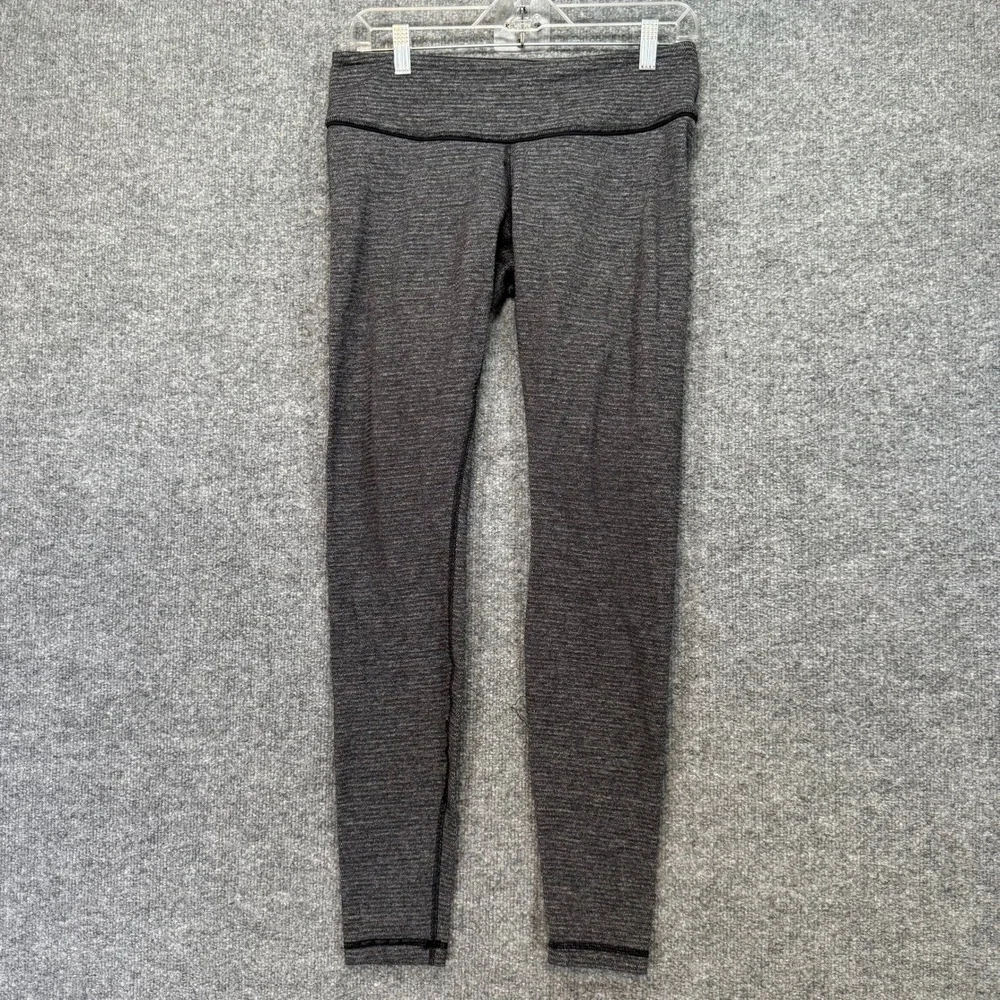 Lululemon Leggings Women 6 Gray Space Dye Low Rise Yoga Athletic Pant Thick Knit